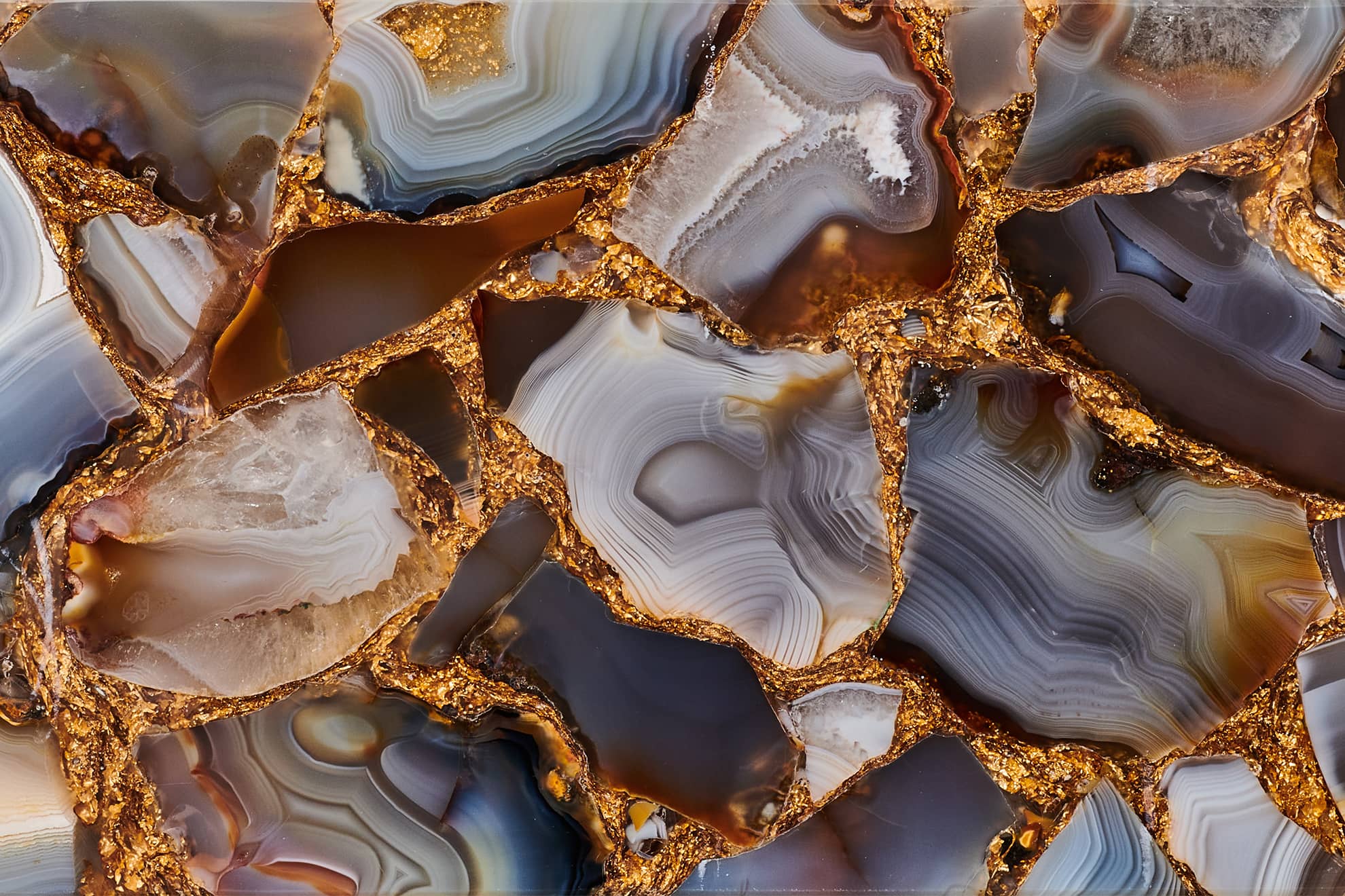 Agate Natural with Gold Foil